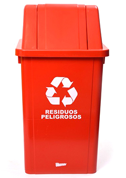 CESTO PUSH 60L. TAPA VAIVEN ROJO ROYCO